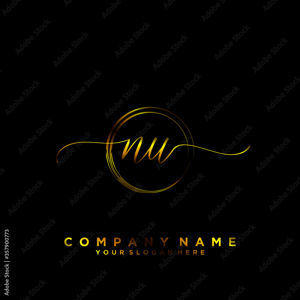NU Initial handwriting logo vector NU Initial handwriting logo vector