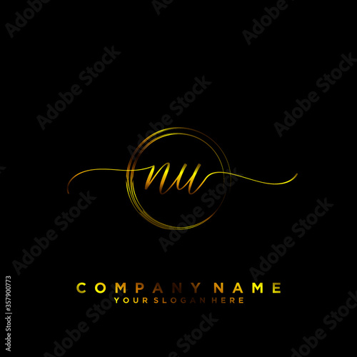 NU Initial handwriting logo vector