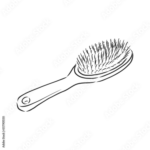 illustration of brush on white, brush hair, vector sketch illustration