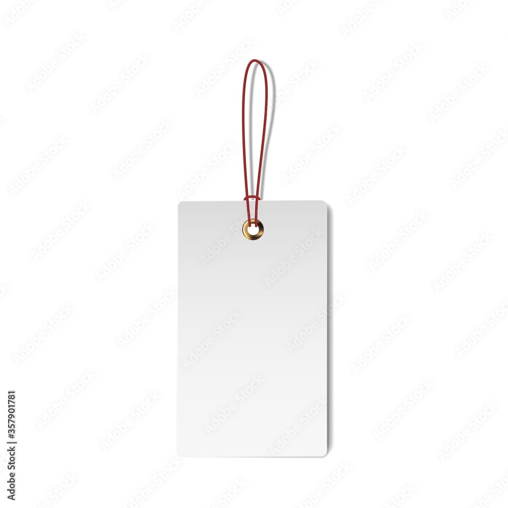 Vector realistic illustration of empty paper clothing label with metallic rivet. Vector realistic illustration of empty paper clothing label with metallic rivet.