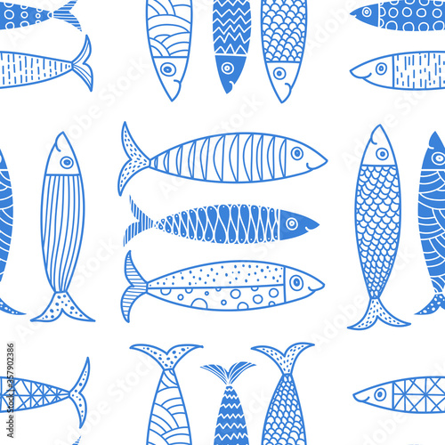 Cute fish.  Kids lbackground. Seamless pattern. Can be used in textile industry, paper, background, scrapbooking.