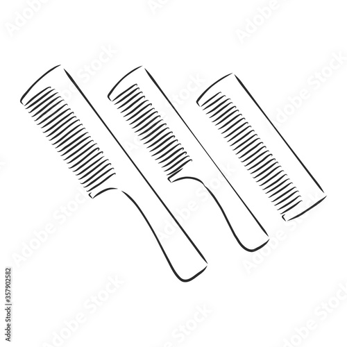 illustration of brush on white, brush hair, vector sketch illustration