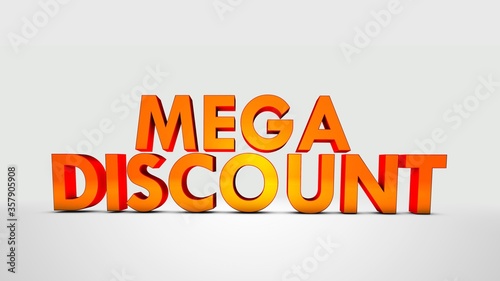 Mega Discount 3D text isolated on white background sale discount  photo