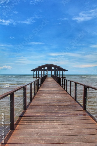 a wooden harbor or pier at Sipiting town  Sabah  Malaysia