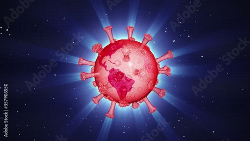 Coronavirus invades our planet Earth. 3d render animation. Abstract background. Seamless looping