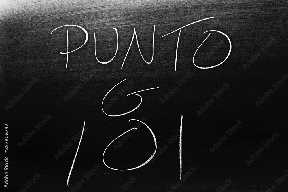 The words Punto G 101 on a blackboard in chalk. Translation GSpot 101