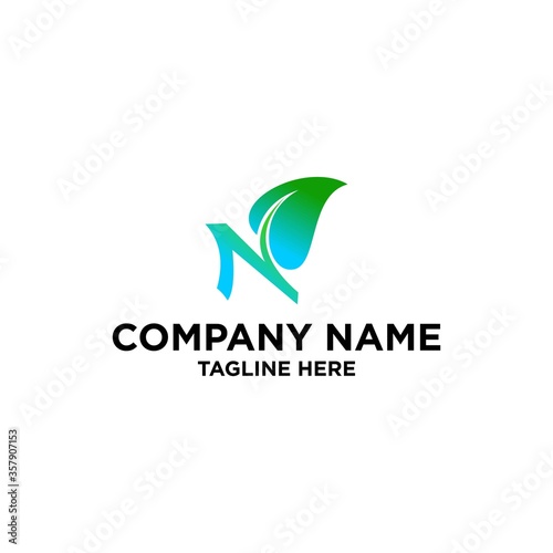 letter and design with leaves