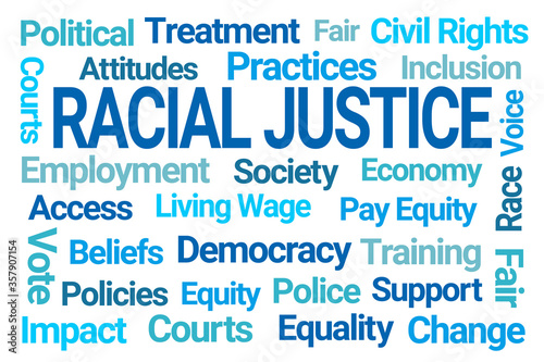 Fényképezés Racial Justice Word Cloud on White Background