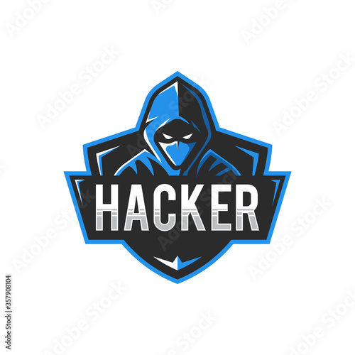 Hacker logo badge. Icon vector.