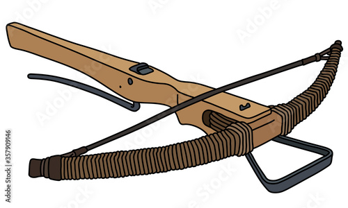 Tableau sur toile The vectorized hand drawing of a historical wooden crossbow
