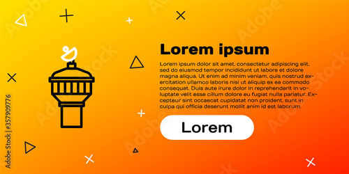 Line Radar icon isolated on yellow background. Search system. Satellite sign. Colorful outline concept. Vector Illustration