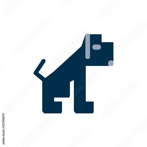 Sitting dog icon in flat design style. Logo, mascot design element.