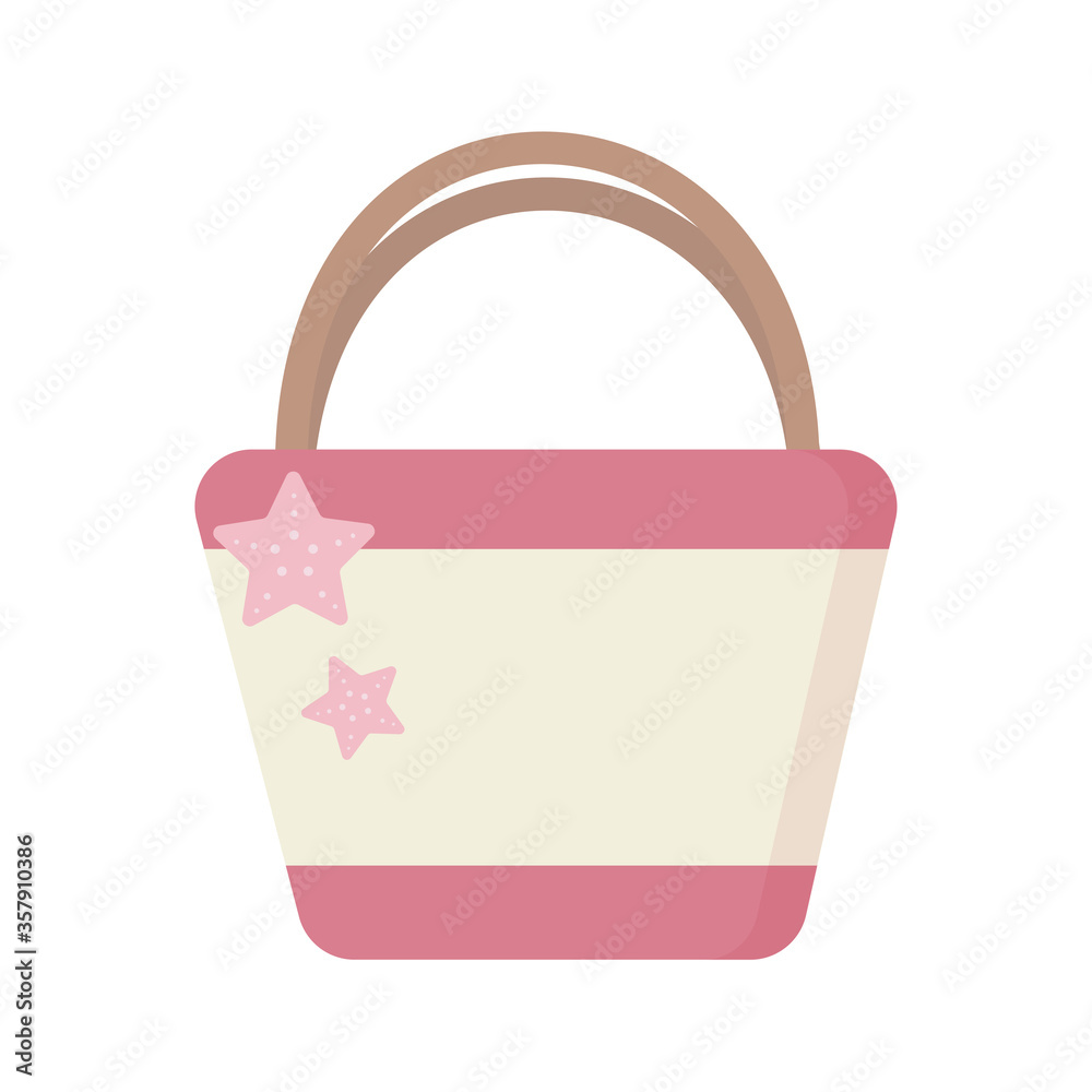 Lady's bag. Vector illustration isolated on a white background. Beach bag. Flat drawing style. Lady's bag. Vector illustration isolated on a white background. Beach bag. Flat drawing style.