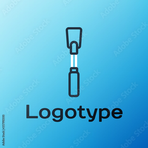 Line Leather whip icon isolated on blue background. Fetish accessory. Sex toy for adult. Colorful outline concept. Vector Illustration