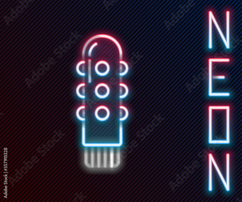 Glowing neon line Dildo vibrator for sex games icon isolated on black background. Sex toy for adult. Vaginal exercise machines for intimate. Colorful outline concept. Vector Illustration