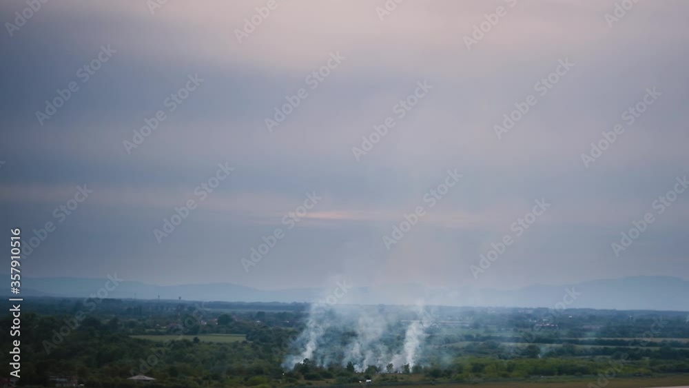 landscape with the fire in a valley. Uzhhorod. Ukraine landscape with the fire in a valley. Uzhhorod. Ukraine