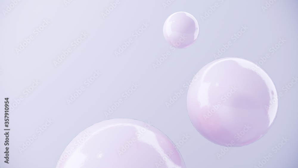 Abstract purple balls for party, festival, celebration. Group of balls, bubbles on pastel  background. Digital, trend banner with conceptual composition with copy space - 3D, render, graphic design.