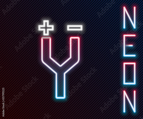 Glowing neon line Electric cable icon isolated on black background. Colorful outline concept. Vector Illustration