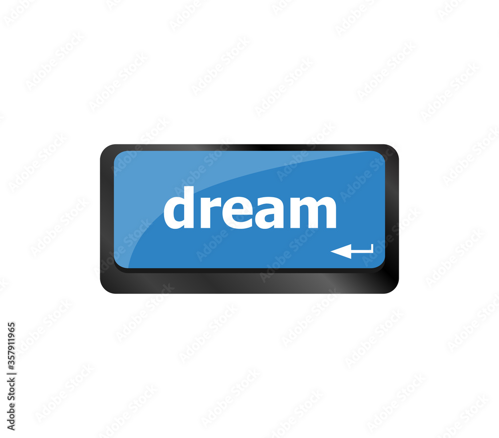 dream button showing concept of idea, creativity and success. Dream text dream button showing concept of idea, creativity and success. Dream text