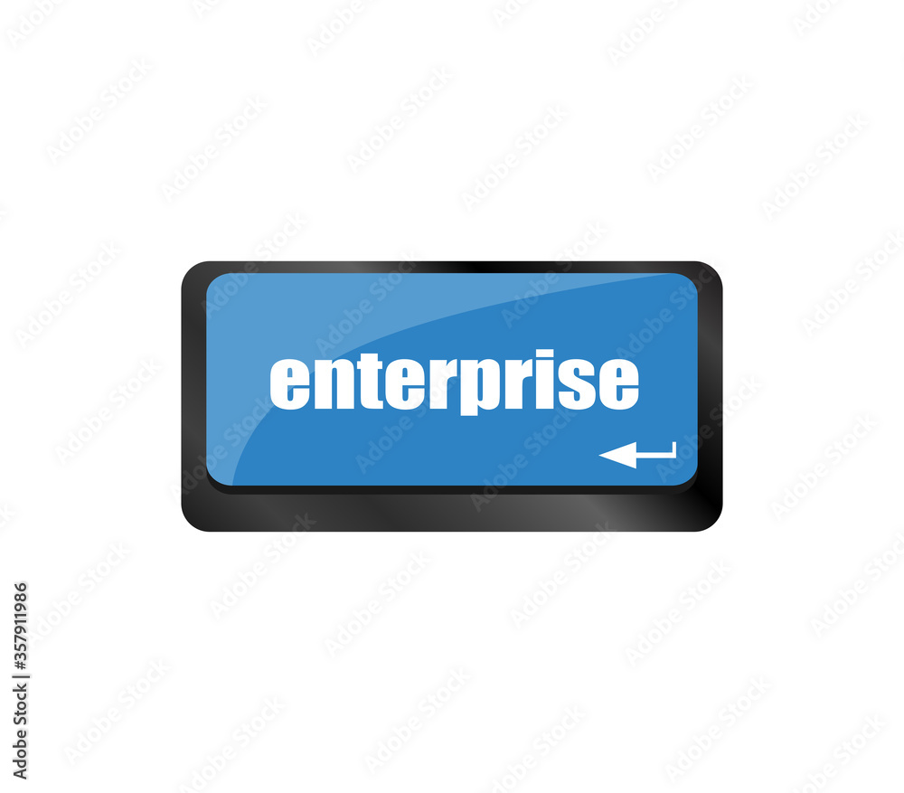 concept of e-commerce or ecommerce, enterprise, with message on computer keyboard. Enterprise key concept of e-commerce or ecommerce, enterprise, with message on computer keyboard. Enterprise key