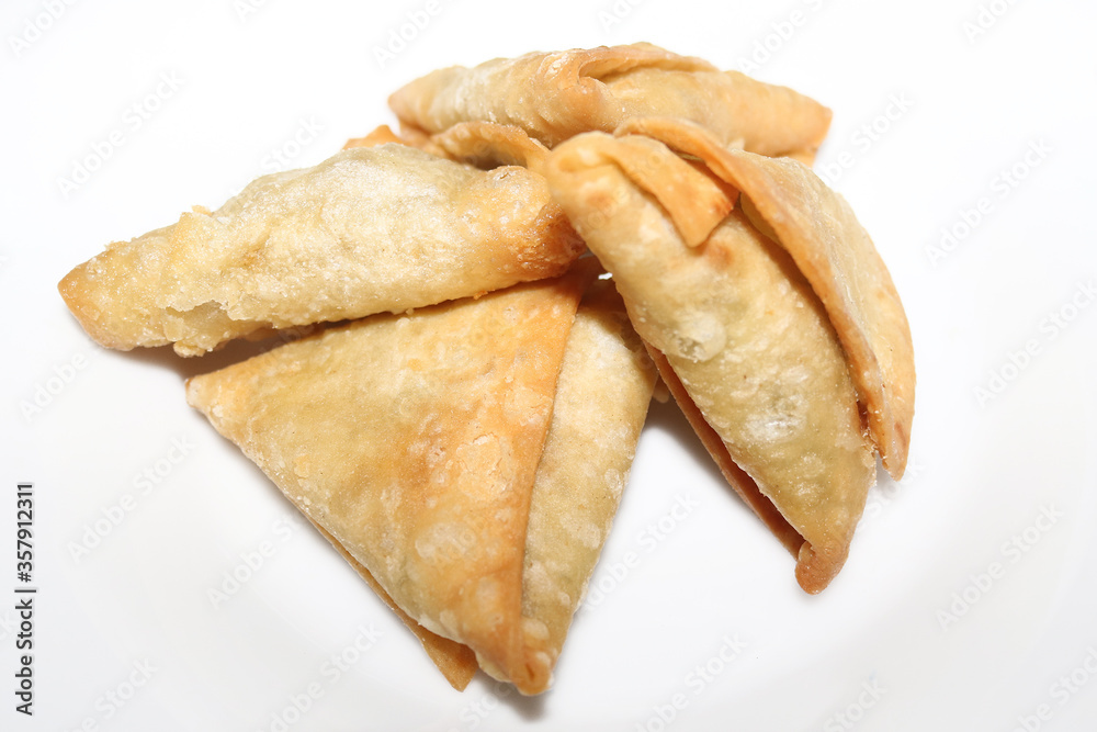 samosa or puff pastry isolated on white background
