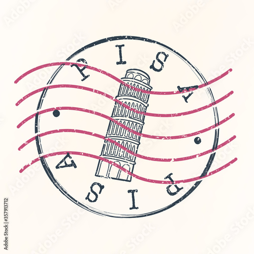 Pisa Italy Stamp Postal. Silhouette Seal. Passport Round Design. Vector Icon. Design Retro Travel. National Symbol.