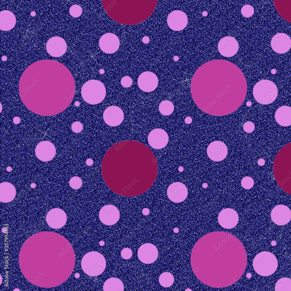 Fun polka dots pattern in various sized dots of different shades of pink with a sparkly navy blue background. 12x12 design element for backgrounds and graphic work. Fun polka dots pattern in various sized dots of different shades of pink with a sparkly navy blue background. 12x12 design element for backgrounds and graphic work.