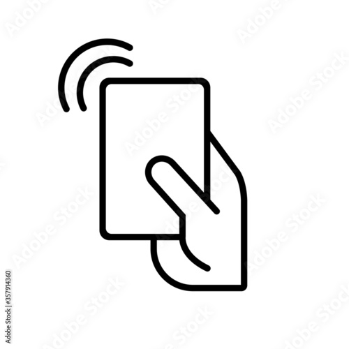 Contactless payment credit card and hand tap vector logo.