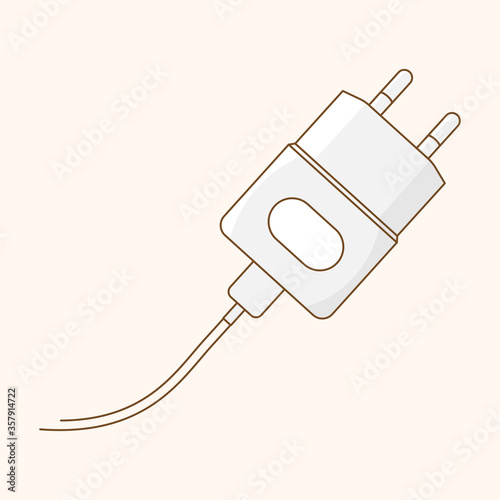 Electric plug icon. Vector flat outline illustration. Concept background plug. Template for website technical page or web banner