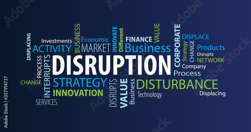 Disruption Word Cloud on a Blue Background