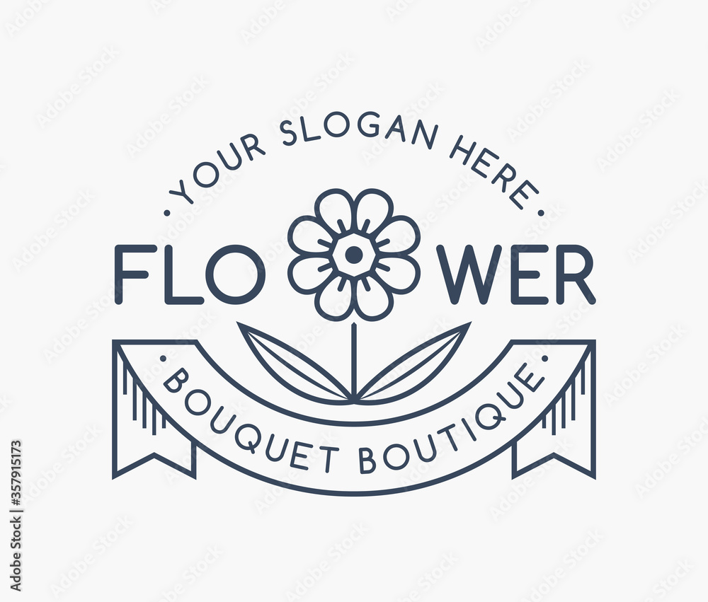 Obraz premium Flower shop logo. Vector emblem.