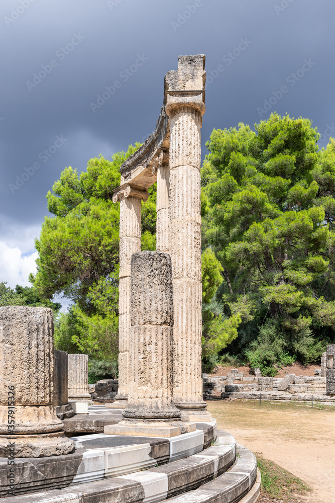 The Philippeion in the Altis of Olympia, Greece.