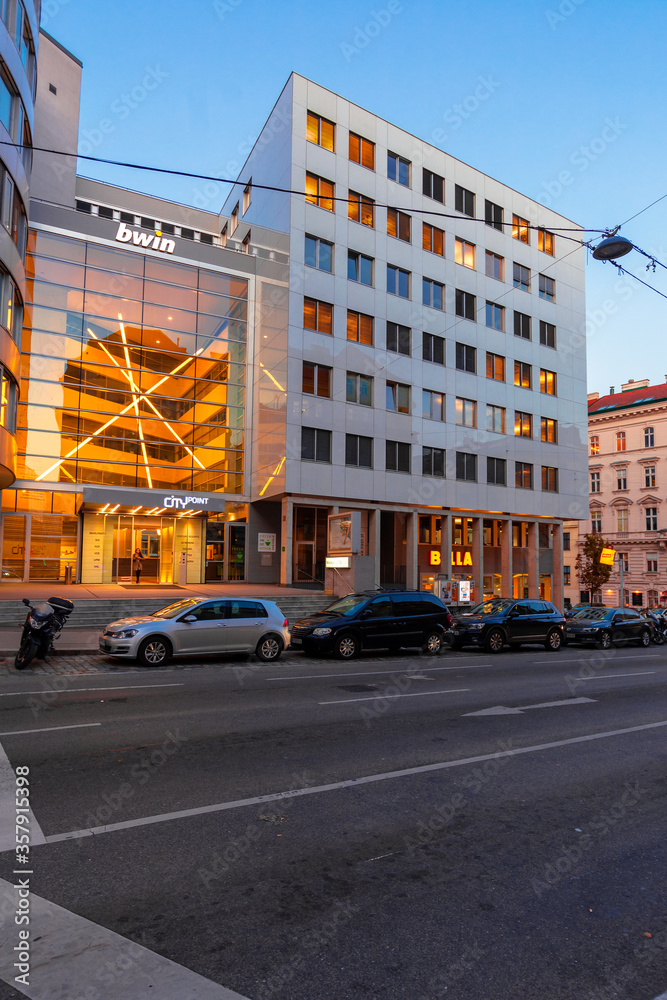 vienna, austria - OCT 17, 2019: modern architecture of old town at dusk. beautiful scenery in Weissgerber area.