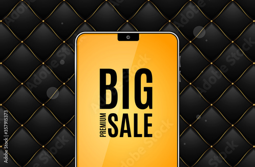 Realistic Detailed 3d Mobile Phone Big Sale Banner Concept Ad Poster Card. Vector