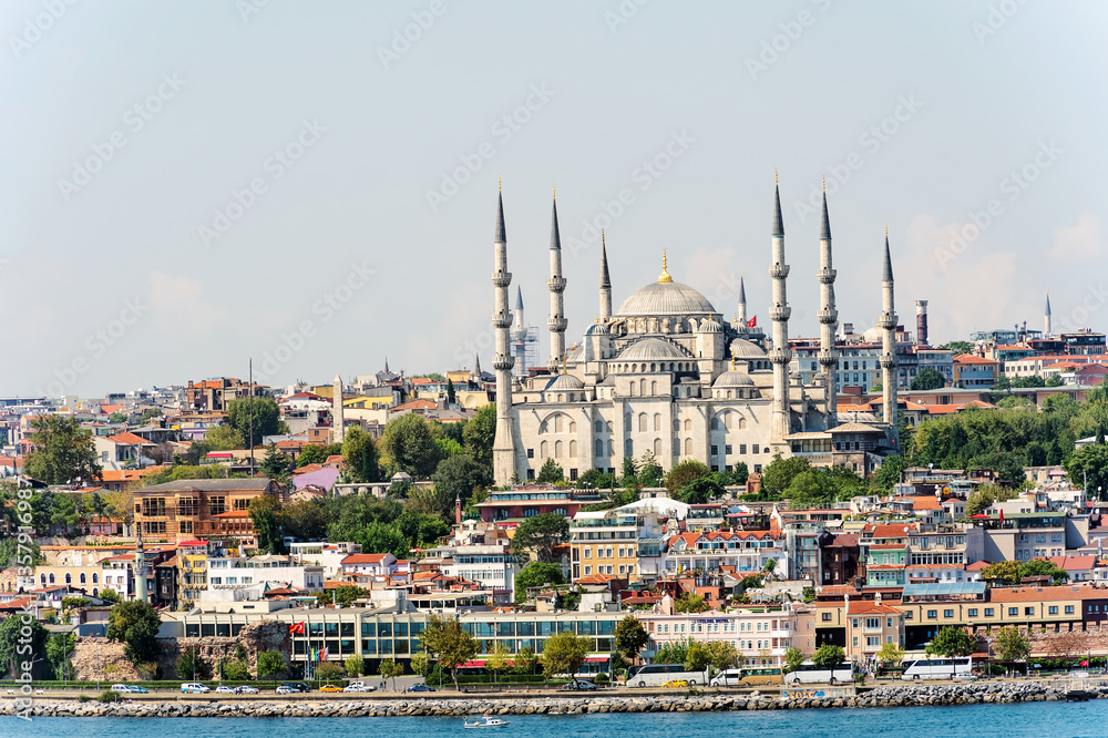 Istanbul cityscape with Blue Mosque, Turkey.