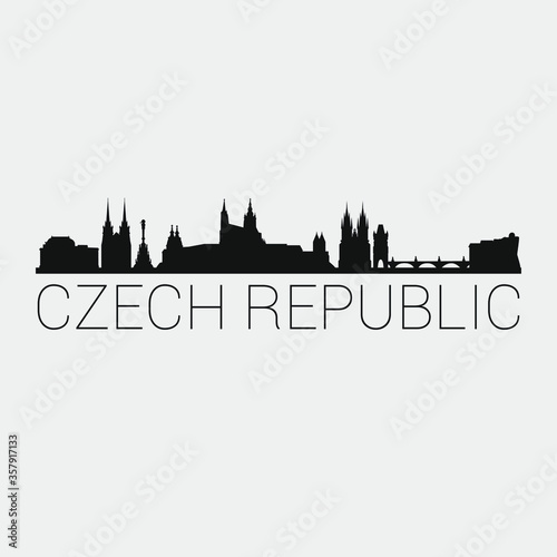 Czechia Skyline Silhouette City. Design Vector. Famous Monuments Tourism Travel. Buildings Tour Landmark.