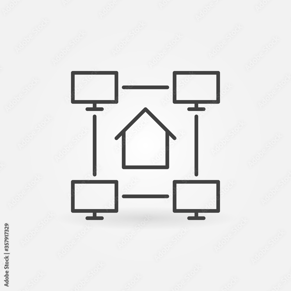 Online Work from Home linear vector concept minimal icon or logo element Online Work from Home linear vector concept minimal icon or logo element
