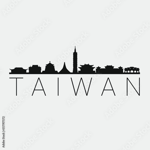 Taiwan Skyline Silhouette City. Design Vector. Famous Monuments Tourism Travel. Buildings Tour Landmark.