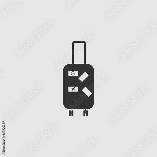 Travel bag icon flat.
