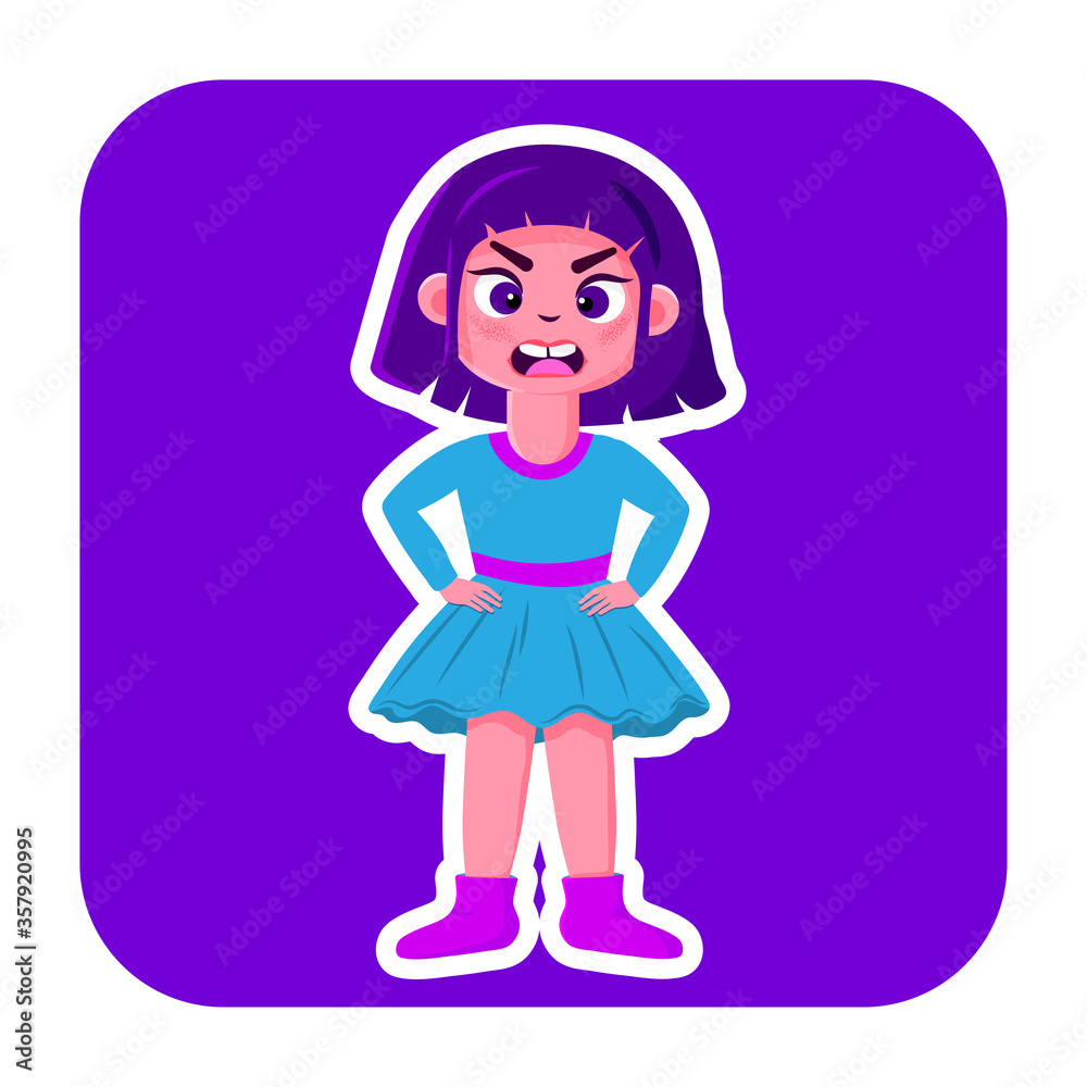 Girl cartoon character expression. The face is emotional Girl cartoon character expression. The face is emotional