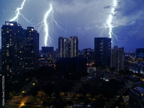 Thunderstorm over Singapore at night - October 2017