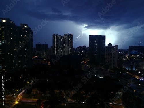 Thunderstorm over Singapore at night - October 2017