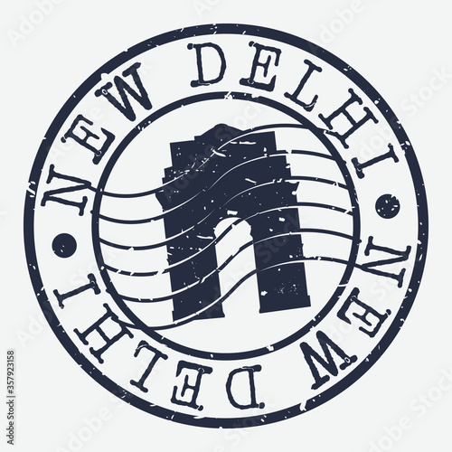 New Delhi India Stamp Postal. Silhouette Seal. Passport Round Design. Vector Icon. Design Retro Travel. National Symbol.