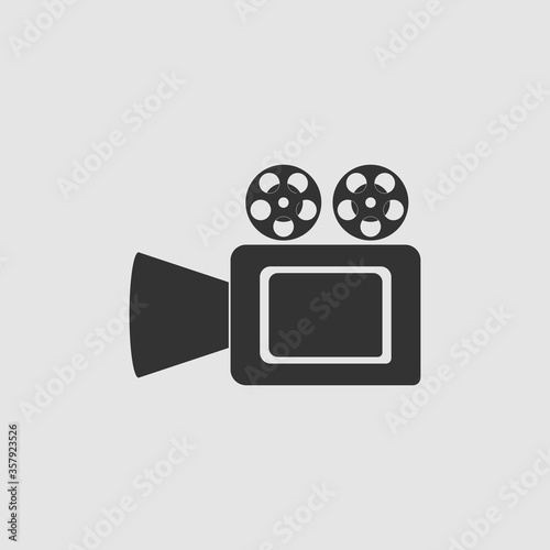 Cinema camera icon flat