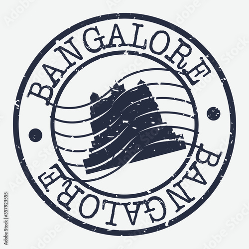 Bengaluru, Karnataka, India Stamp Postal. Silhouette Seal. Passport Round Design. Vector Icon. Design Retro Travel. National Symbol.