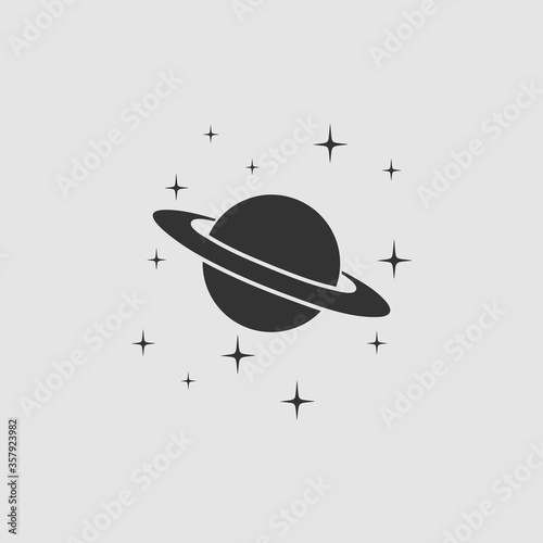 Planet Saturn icon flat