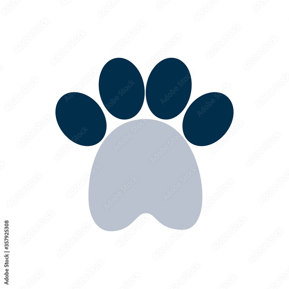 Paw print icon. Animal foot trail symbol. Logo, mascot design element.