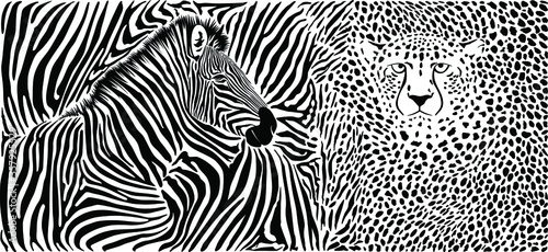 Wild animal background - template with zebra and cheetah motif