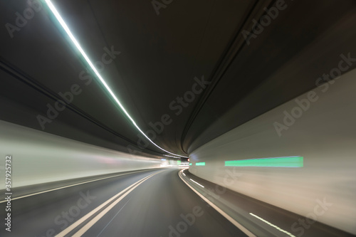 fast moving ride in a tunnel road