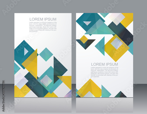 Vector brochure template design with geometric elements.